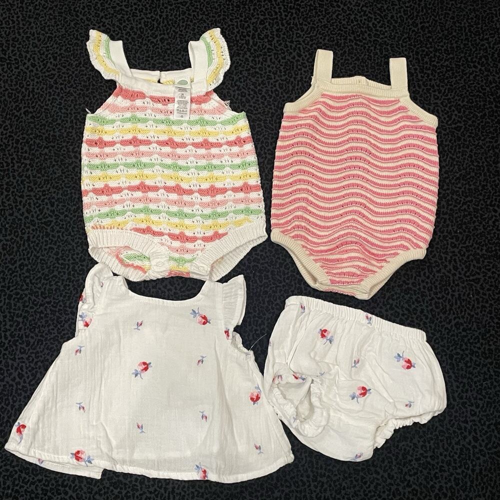 Janie & Jack Girls Crochet One Piece Mixed Lot Of 3 Bundle‎ Infant 0-3M Outfits